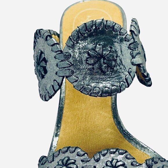 JACK ROGERS Luccia Slide Sandals‎ Silver Grey Metallic Women's Size 10M Wedges - Picture 8 of 13